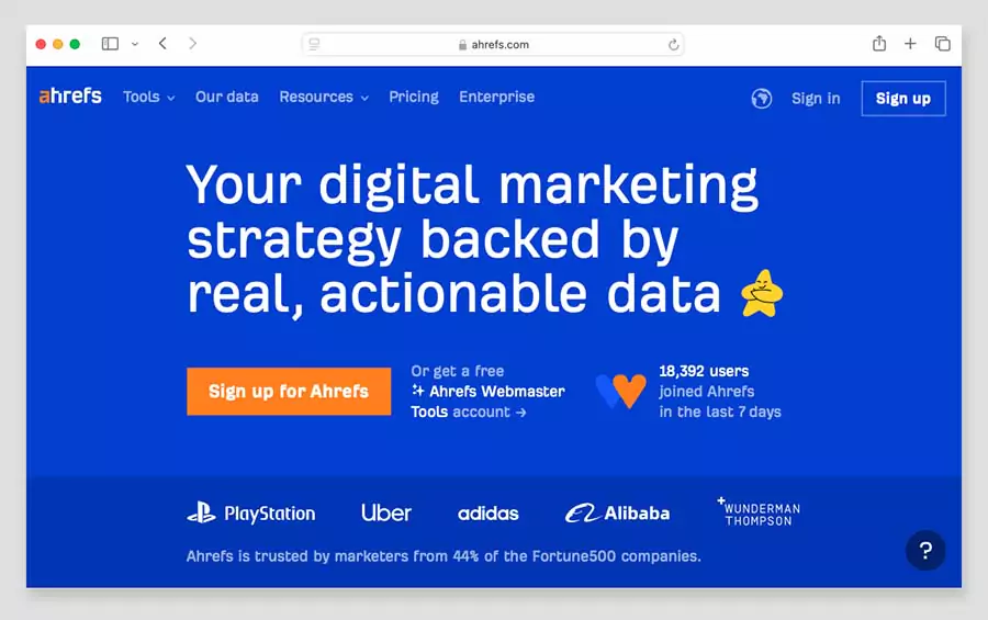 Ahrefs Home Page