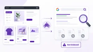 Shopify pages not indexed by Google with a technical SEO illustration