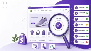 Shopify SEO audit dashboard showing key website SEO checks